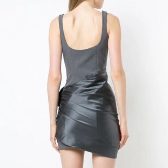 Cinq A Sept Wrap Bow Detail Mini Dress - Grey - Size 6 - Picture 2 of 8